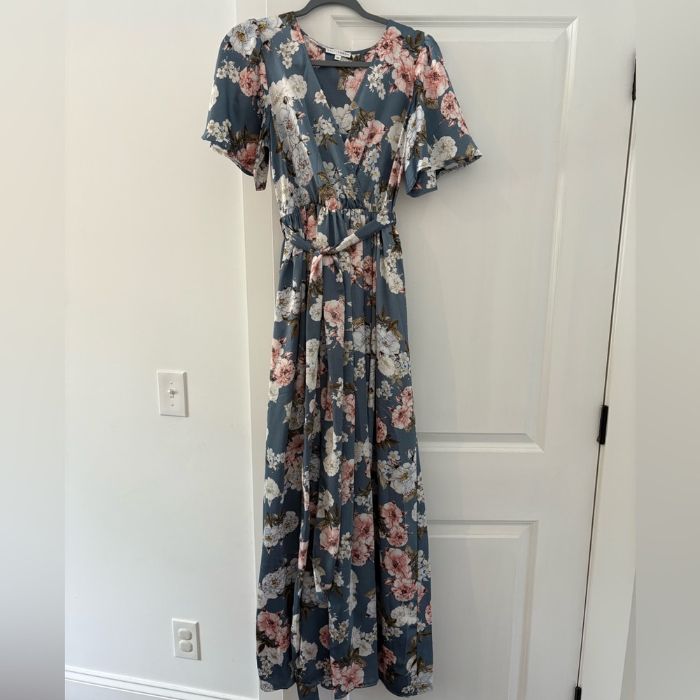 Baltic Born Floral Maxi Dress in Blue and Pink - Bump Friendly!